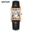 Sanda nuevo reloj de pulsera casual para hombre y mujer, retro coreano, esfera romana cuadrada, temperamento, reloj de cuarzo, venta al por mayor