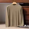 Suéter versátil de color liso con cuello redondo para hombre 10% cachemira, camiseta básica de punto de cuello semi-alto, suéter de cachemira pura, cálido negro de negocios