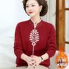 Otoño e invierno Nuevo cheongsam de mamá cuello para mujeres de mediana edad y ancianas ropa de una pieza terciopelo ropa cálida suéter grueso con forro polar retro