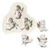 Europeu Retro Anjo Flip Açúcar Molde diy Chocolate Baking Cake Decoração Ritmo Seco Anjo Molde de Silicone