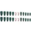 Uñas Vestibles Navideñas Verde Oscuro Esmerilado de Comercio Exterior, Piezas de Uñas Bastón de Bayas Copo de Nieve, Manicura Blanqueadora de Atmósfera Festiva