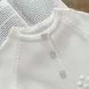 Cárdigan de Punto 100% Algodón para Niñas de Primavera y Otoño, Estilo Coreano, Cuello Redondo, Versátil, Elegante, Bolas de Burbuja Tridimensionales, Abrigo de Color Sólido