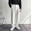 Calça Social Reta Fluida de Celebridade da Internet Coreana para Primavera e Verão Masculina Solta Estilo Coreano Casual Branca de Perna Larga Calça de Chão