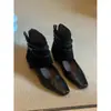 Primeiro Encontro Ji Botas de Cano Curto Quadradas Retrô Marrons Femininas Novas Versáteis Salto Escondido Abertura no Tornozelo Botas Botas Emagrecedoras