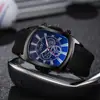 Nuevo Reloj Azul con Cristales para Luz Azul Forma de Barril Esfera Grande para Hombre Reloj de Cuarzo Moderno Fabricante de Relojes para Hombre Venta al por Mayor