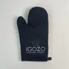 Luvas térmicas para micro-ondas feitas de sarja de poliéster-algodão com design estampado, acolchoadas em um lado, padrão de logotipo personalizado