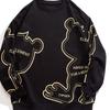 Suéter casual holgado de otoño para hombre de talla grande, marca de moda, costuras de graffiti, moda para hombres gordos