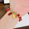 Novo Estilo Chinês Amendoim Feminino Ins Alto Valor Pulseira de Estudante Melhor Amigo Estilo Antigo Cru Pequeno Nicho Presente Pulseira Coelho de Jade
