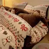 Funda de edredón individual de terciopelo de leche, engrosada para abrigar, con diseño Fair Isle, adecuada para ropa de cama de otoño e invierno, y se puede usar tanto para camas individuales como dobles