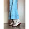 Sandálias Plataforma para Mulheres, Novo Estilo Verão 2025, Estilo Retro Francês, Tira Única com Tira Fina Dourada, Salto Alto Irregular Elegante e Robusto