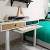 Mesa de Computador Bandeja para Teclado Acessórios para Mesa de Computador Bandeja de Madeira Pendurada Trilho de Duas Seções Deslizante Bandeja para Teclado