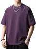 Camiseta de manga corta de color liso, peso pesado, estilo retro americano de alta gama para hombre, marca de moda de verano, simple, holgada, top casual versátil para hombre