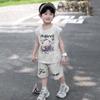 Traje de Verão para Meninos 2025 Novo Estilo Moda Infantil Colete Sem Mangas Tendência Cool Menino Bebê Estilo Coreano Roupas