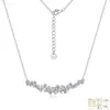 Collar de plata de ley S925 con moissanita completa, cadena para la clavícula en forma de arco sonriente con racimo de flores irregulares de moissanita, el más vendido en ventas transfronterizas