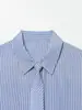 2026 Verano Nueva Ropa Femenina Transfronteriza Moda Estilo Europeo y Americano Casual Camisa de Manga Larga con Corbata a Rayas Azules