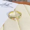 Anel Aberto Gota de Óleo Esmaltado Luz Luxo Alto Padrão Anel Caixa Cega Ao Vivo Vintage Estilo Palácio Flor