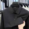 Camiseta de manga larga de alta gama para hombre, primavera/otoño 2026, cuello camisero, polo de retazos, color liso, top versátil estampado