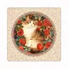 Amazon Art alfombrilla de Mahjong gruesa y silenciosa dedicada a jugar cartas floral Navidad Papá Noel alfombrilla de Mahjong alfombrilla de mesa superficie brillante