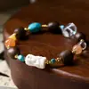 Fusen Tierra Roja Madera de Árbol de Aroma Natural Cristal Blanco Madera con Pulsera de Tesoro Raíz Fuki Zamiram Cera de Abeja Pulsera Estilo Chino Nuevo