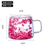 Taza de Vidrio con Pétalos de Flor Seca de Doble Capa, Taza de Café Transparente Resistente a Altas Temperaturas con Flores Reales de Alto Borosilicato, Creativa Transfronteriza