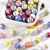 Cuentas de cerámica, cuentas pintadas a mano, cuentas redondas de rayas coloridas, collar DIY hecho a mano, cuentas para pulsera, cuentas sueltas, materiales para accesorios de joyería