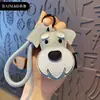 Chaveiro de couro de desenho animado criativo para animal de estimação fofo feminino fofo requintado chaveiro de duas peças pingente de mochila presente atacado