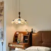 Lámpara de araña para restaurante de estética estilo canción, estilo de mediados de siglo, color madera de nogal, madera maciza, bordado en tela, suspendida, ajustable, para mesa de comedor