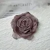 Adornos de Flores de Organza de 9 cm con Bordes Quemados, Tela Multicapa DIY Collares Semi-Terminados, Ramilletes, Flores para Zapatos, Accesorios de Rosa