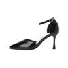 6693-1 europeu e americano design metálico moda banquete pontiagudo fivela oca sexy salto alto sapatos femininos