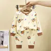Faça um amigo dobro província província província Q conjunto de roupa íntima de algodão puro antibacteriano que absorve o suor meninos meninas bebês top de outono calças de outono