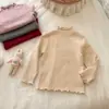 Suéter de Cuello Alto para Niñas Yiyowey Invierno 2026 Nuevo Elegante Versátil Ropa Interior para Niña Tejidos de Punto Moderno