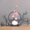 Estilo Zen Chino Flor de Ciruelo Cera Flor de Ciruelo Artificial Arreglo Floral Arte Sala de Estar Interior Flor Falsa Cerámica Florero Juego Pequeños Adornos