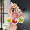 Juguete de Comida en Miniatura Fruta Bola de Arroz Tazón Adornos Estéreo DIY Accesorios de Resina de Moda Colgante para Llavero de Coche