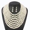 Collar corto multicapa exagerado con cuentas de perlas de origen transfronterizo de Europa y Estados Unidos para mujer 3090