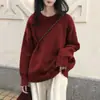 Suéter liso de color sólido estilo coreano, simple, versátil, para mujer, otoño e invierno, nuevo, holgado, adelgazante, fresco, suéter de cuello redondo, jersey