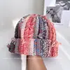 Gorro de Lana Cálido de Colores Arcoíris para Mujer, Nuevo Estilo de Invierno, Casual y Versátil, Elegante Gorro de Punto
