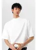 Camiseta Blanca de Manga Corta con Cuello Medio Alto para Hombre, Estilo Delgado de Verano Camiseta para Capas Interiores con Escote Pequeño, Camiseta de Moda de Manga Tres Cuartos