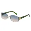 Gafas de Sol Estilo Europeo y Americano Lujo Ligero Gama Alta Estilo Callejero Chica Popular Gafas de Sol Retro Sin Montura Borde Cortado Plegables Curvas Cruzadas