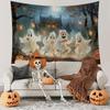 Tapiz de Halloween transfronterizo de Amazon con fondo de terror, murciélago, calabaza, payaso, tela decorativa para dormitorio de casa.