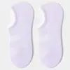Calcetines Deportivos Invisibles de Algodón Puro de Color Claro para Mujer con Panel Lateral, Calcetines Tobilleros Acanalados de Color Sólido Antideslizantes de Silicona para Mujer, Calcetines Zhuji