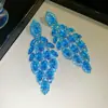 Aretes de aguja plateada con diamantes, diseño de flor ovalada de resina y gota de agua, estilo retro vintage, aretes versátiles