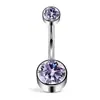 Anillo de Ombligo de Titanio ASTM F136 con Rosca Interna Joyería para Piercing Anillo de Ombligo Redondo con Circonita Cúbica Stud Anillo para Vientre Barra