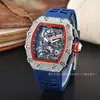 Reloj Richard con Forma de Barril Incrustado de Diamantes Luminoso Multifuncional para Hombre y Mujer Pantalla de Cuarzo Venta al por Mayor