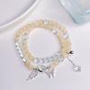 Nova Pulseira Olho de Gato Círculo Duplo Feminina Prata Estrela Lua Borboleta Pingente Cauda de Peixe Design Super Fada Pulseira