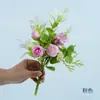 Rosas Pequeñas Frescas Artificiales Atadas a Mano para Mesa de Comedor y Mesa de Café, Decoración del Hogar Estilo Pastoral, Flores Falsas para Bodas, Flores Artificiales