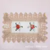 Mantel individual de encaje bordado europeo, tela roja, encaje soluble en agua, cubierta para juego de té, rectangular multiusos para mesa de café, paño a prueba de polvo