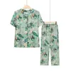 Conjunto de verão de manga curta da vovó, camisa de seda gelada para mulheres de meia-idade e idosas, roupa casual de verão fresca para senhoras idosas