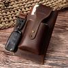 Riñonera táctica de cuero de vaca para hombre, estilo retro de comercio exterior, con llavero y cinturón de cuero genuino para teléfono móvil, de Caballo Loco, para exteriores