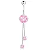 Piercing de Umbigo Perfurado Transfronteiriço com Zircônia Dourada Microincrustada Anel de Umbigo Corrente Roxa da Moda Piercing Corporal Joia