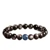 Novo Pulseira de Água-Marinha Obsidiana Natural para Mulheres, Contas de Obsidiana Prata para Estabilidade Emocional no Ano Zodiacal, Contas de Oração Budistas Masculinas